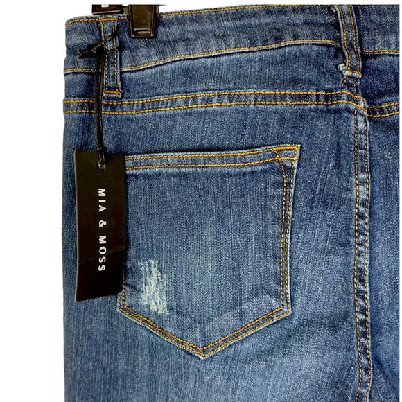 Mia & Moss Jeans Womens‎ Size 6 / 28 Sabine Skinny Denim Distressed Whiskering - Picture 9 of 13